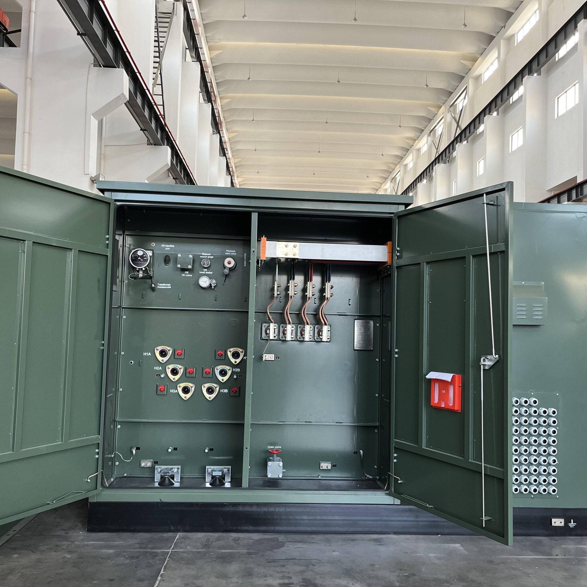 American type substation interior with MV switchgear
