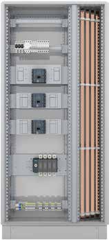 SIBOARD 800 floor-standing distribution board internal layout with busbar run, modular device rows and cable connection area