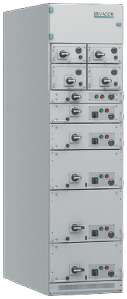 SIVACON 8PT OFW withdrawable cubicle with drawer units including half‑height drawers